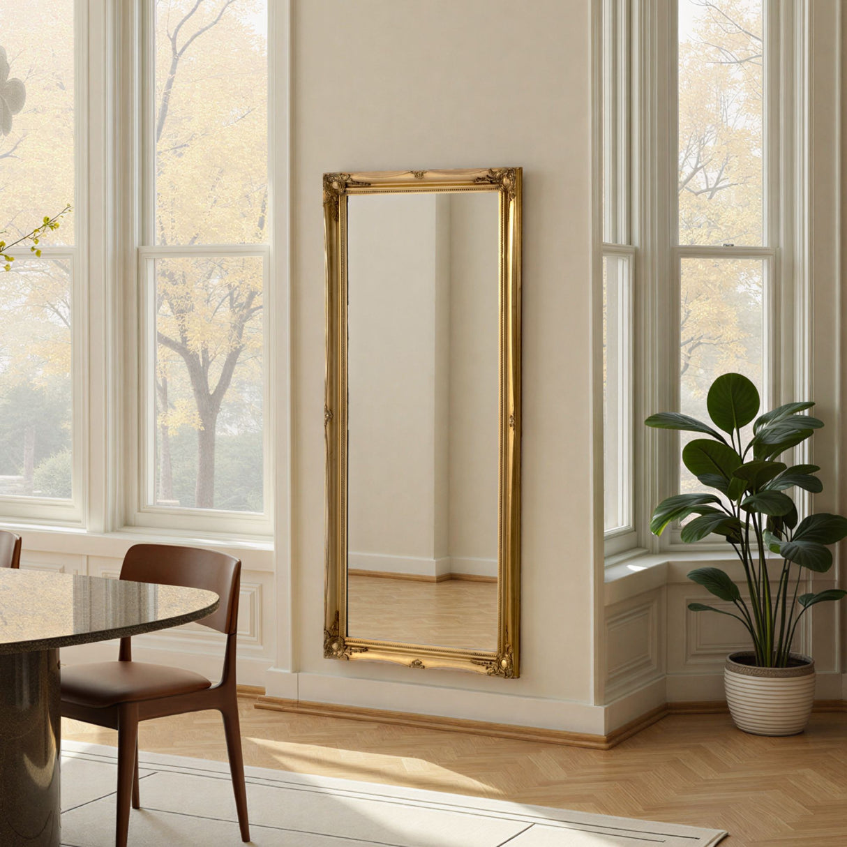 Carved french style full length mirror