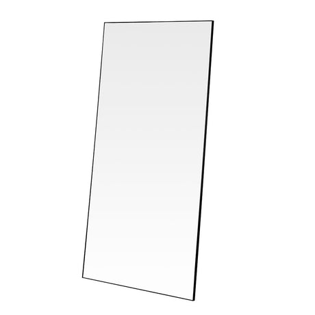 Black rectangular minimal frame glass mirror