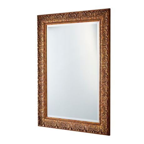 Decorative wall mirror with ornate gold frame on a white background