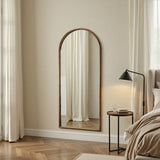 Arch full length mirror warm wood