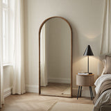 Arch warm wood mirror