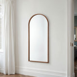 Large arched walnut wood mirror