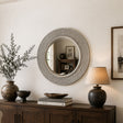 round silver beaded mirror