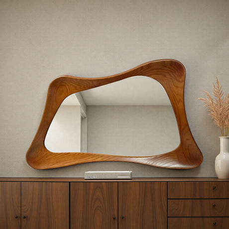 Walnut abstract mirror