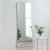 Irregular rectangular curved minimal gold frame full length glass mirror