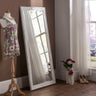 Rectangular ornamental white frame leaner full length glass mirror