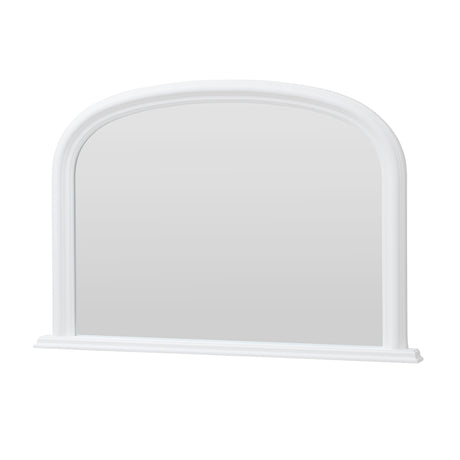 White frame arched beveled glass mirror 