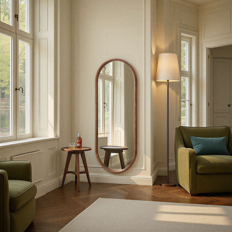 Large walnut wood oak mirror