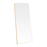 Gold rectangular curved corner minimal frame glass mirror