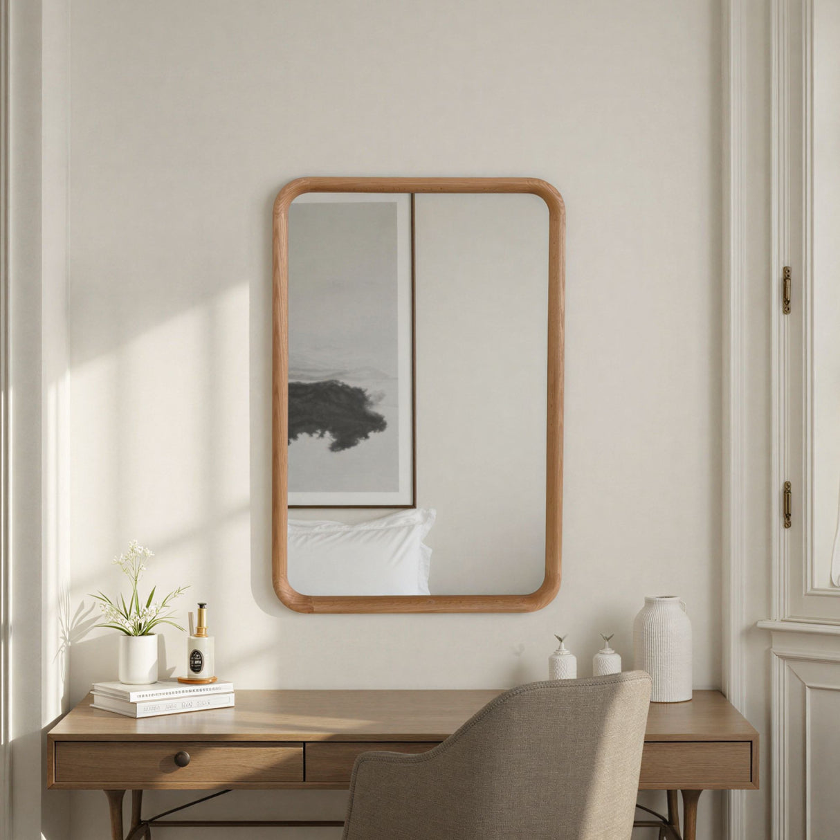 oak wood mirror
