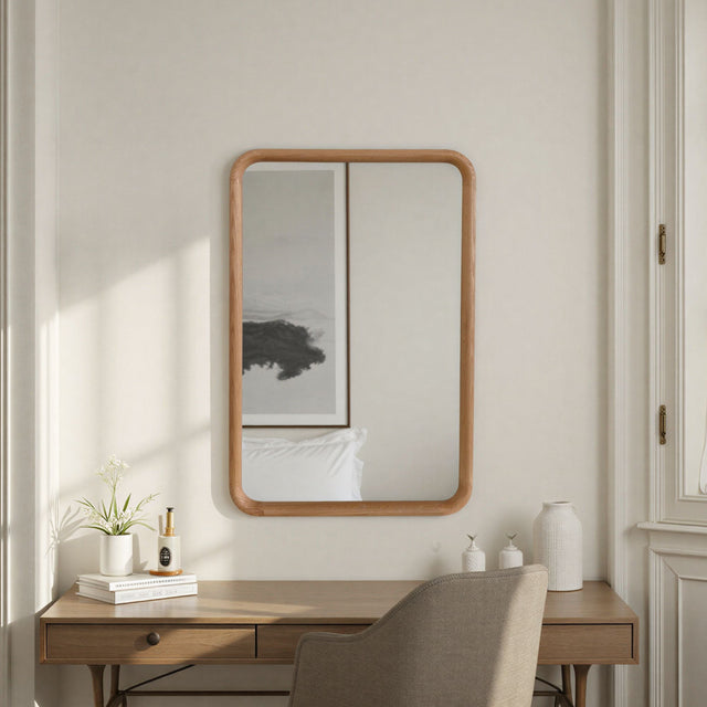 oak wood mirror
