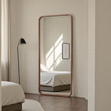 Large wood walnut mirror