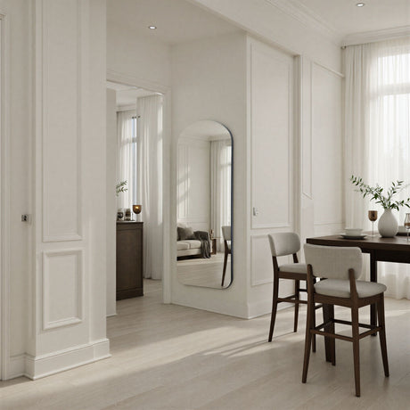 Modern interior with a dining area and hallway