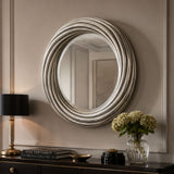Silver round swirl mirror
