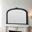 Black frame arched decorative mantle beveled edge glass mirror
