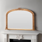 Gold frame arched decorative mantle beveled edge glass mirror