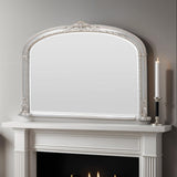 Silver frame arched decorative mantle beveled edge glass mirror