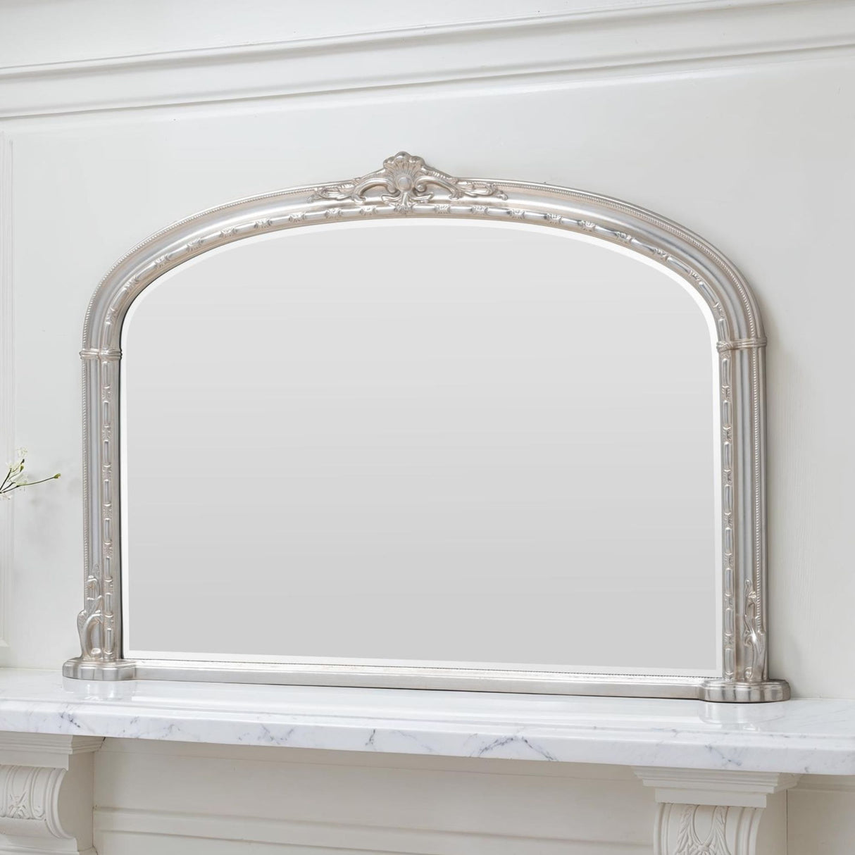 Victorian silver overmantle mirror