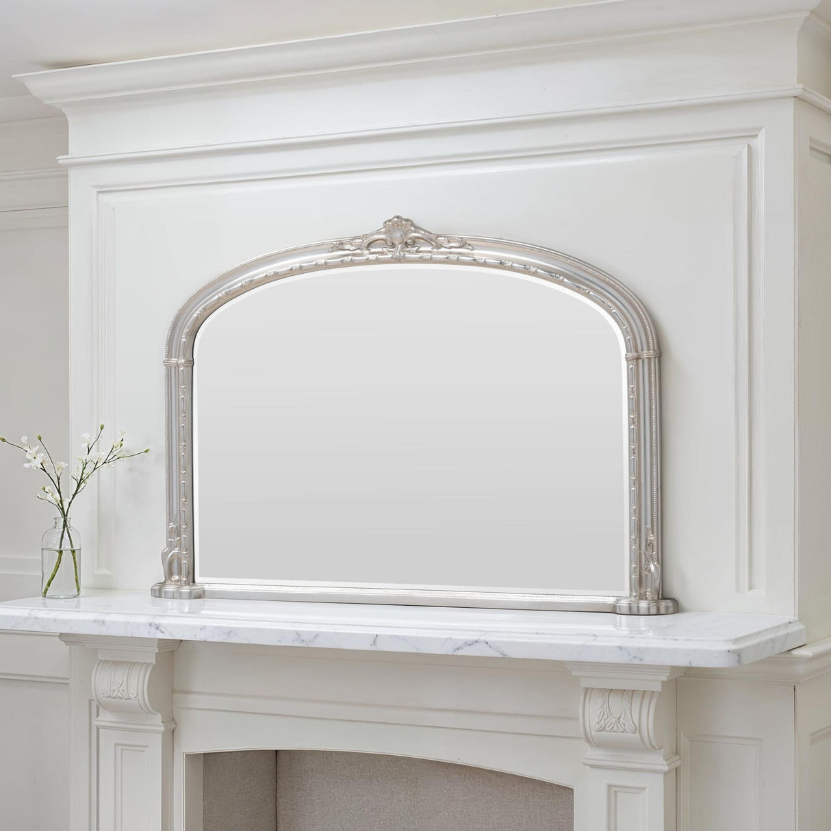 Victorian silver overmantle mirror