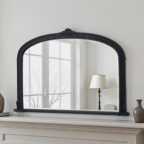 Overmantle arch mirror black