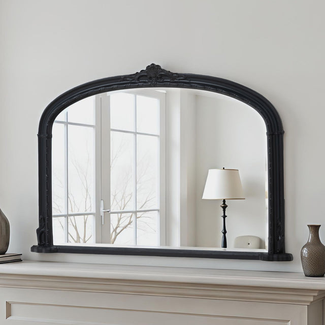 Overmantle arch mirror black