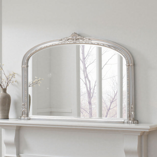 Silver Overmantle mirror victorian style