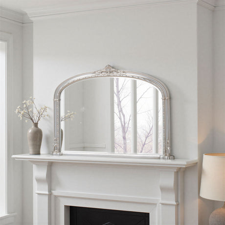 Silver Overmantle mirror victorian style