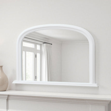 Overmantle white arch mirror