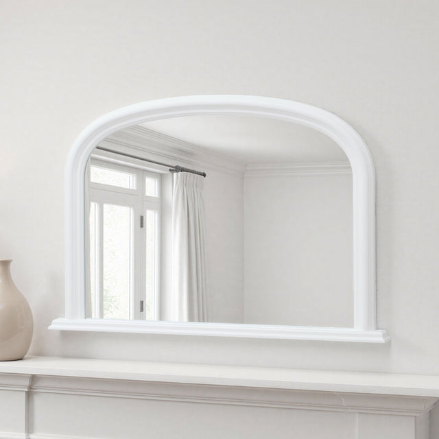 Overmantle white arch mirror