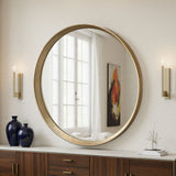 Large round contemporary circular mirror Gold bevelled