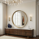 Large round contemporary circular mirror Gold bevelled
