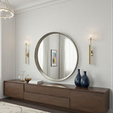 Large round contemporary circular mirror silver bevelled