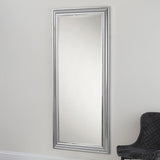 Silver rectangular frame beveled edge glass mirror