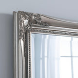 French style rectangular carved silver frame full length glass mirror