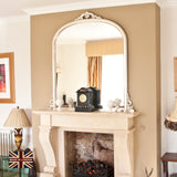Silver large frame arched glass mirror