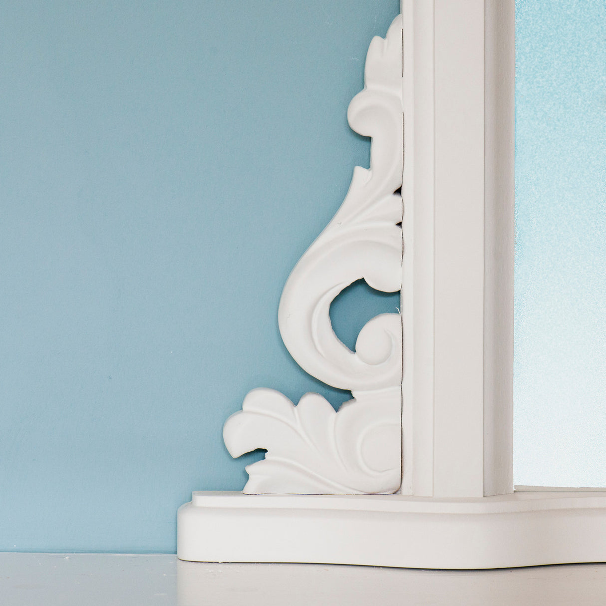 White curved frame arched glass mirror