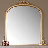 Antiqued gold large frame arched glass mirror