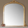 Antiqued gold large frame arched glass mirror