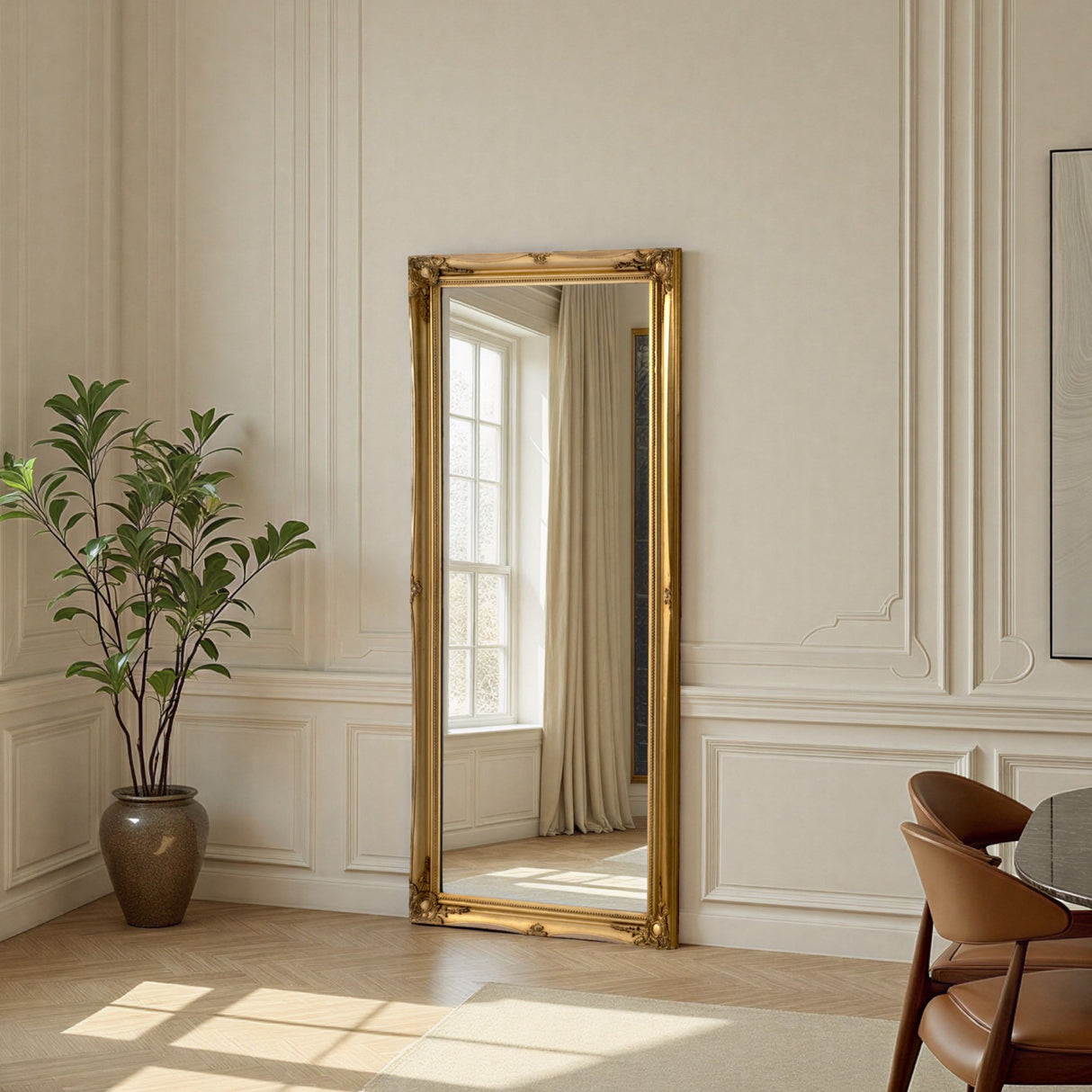 Carved french style full length mirror