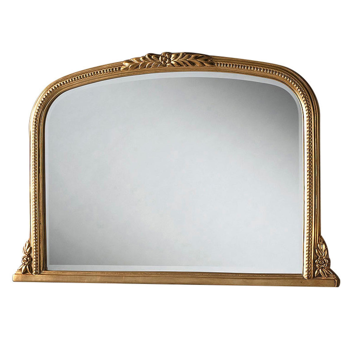 Ava Gold Beaded Overmantle Mirror Bevelled